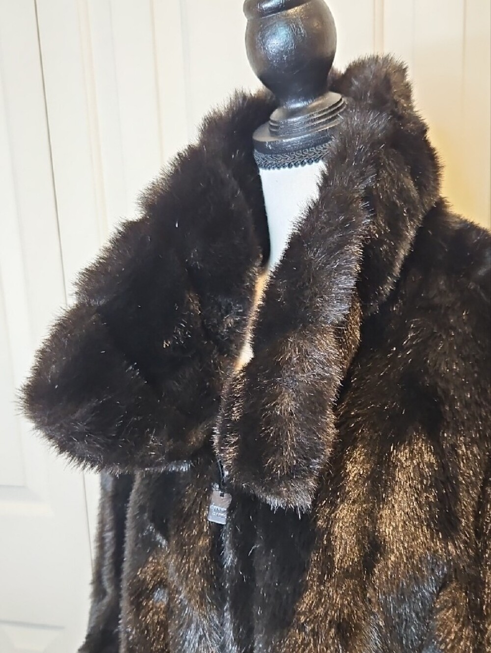 Dennis basso Black Faux Fur Coat with Plush Collar 3X - Picture 9 of 15